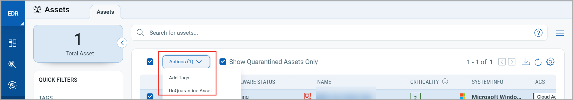 Release Quarantine Asset