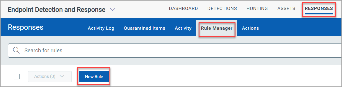 Create a New Rule from the Response Tab