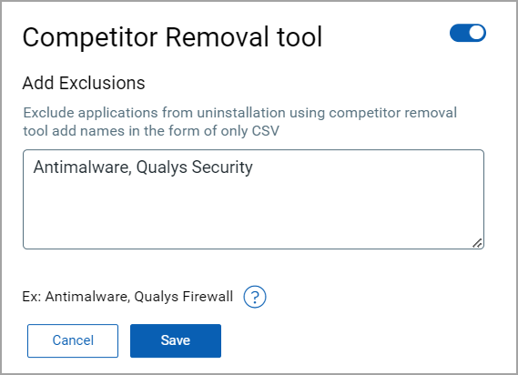 Added applications name in the Competitor Removal tool window.