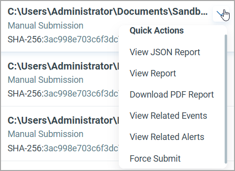 Perform various actions from the Quick Actions menu.