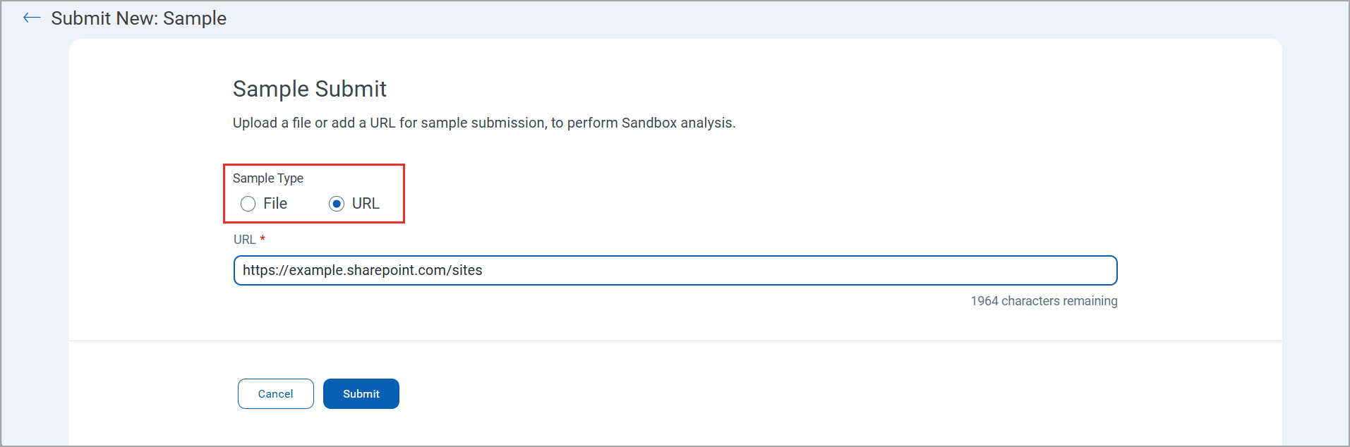 Submit file to Sandbox from the Sandbox Analyzer page under the Forensics tab.