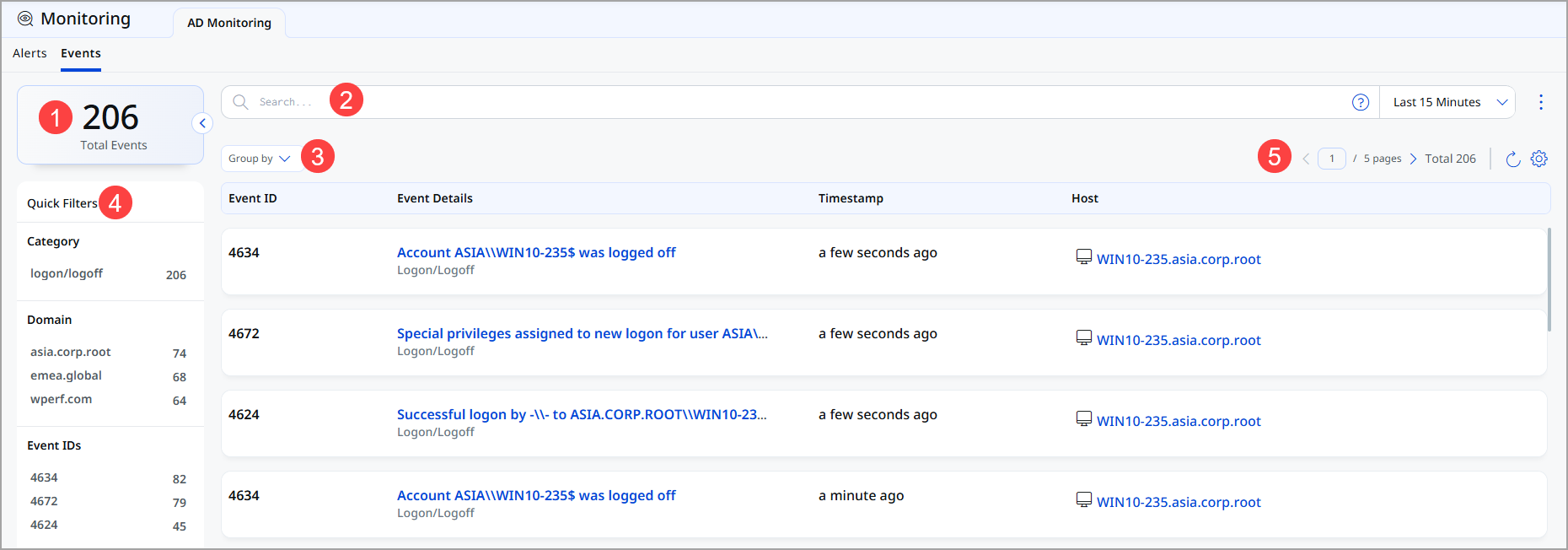 View events.