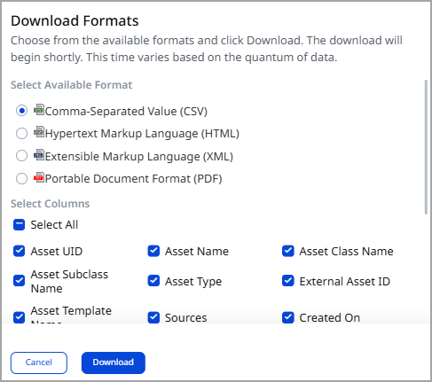 view options to download the listing.