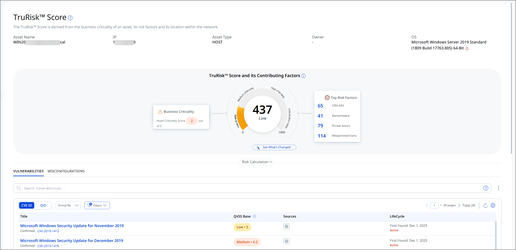 View TruRisk Score.