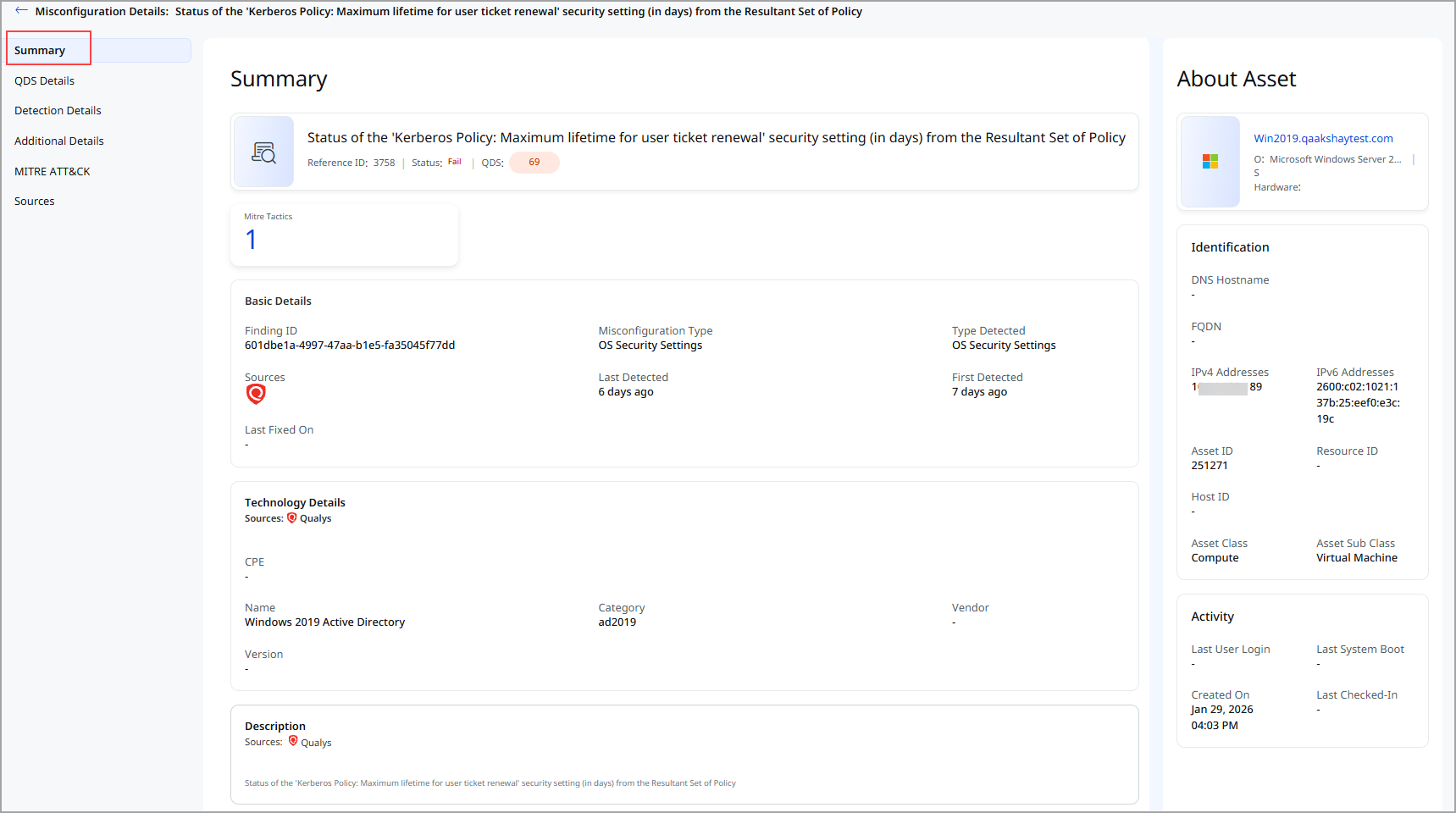 View details of misconfig.