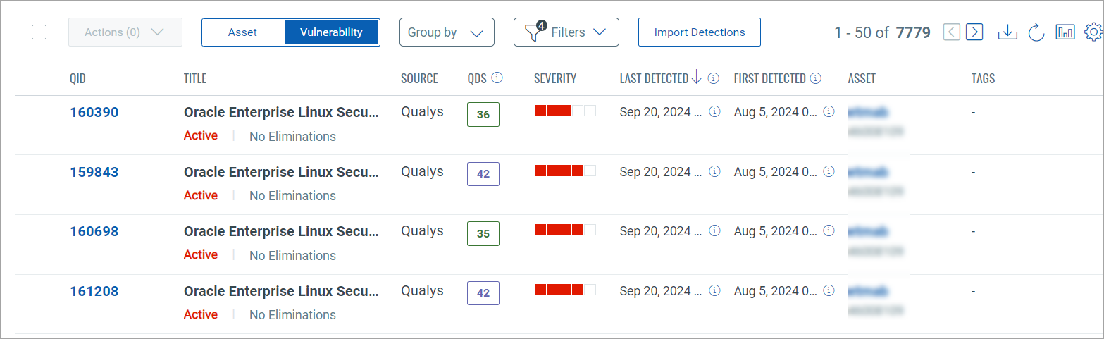 QID based view in VMDR