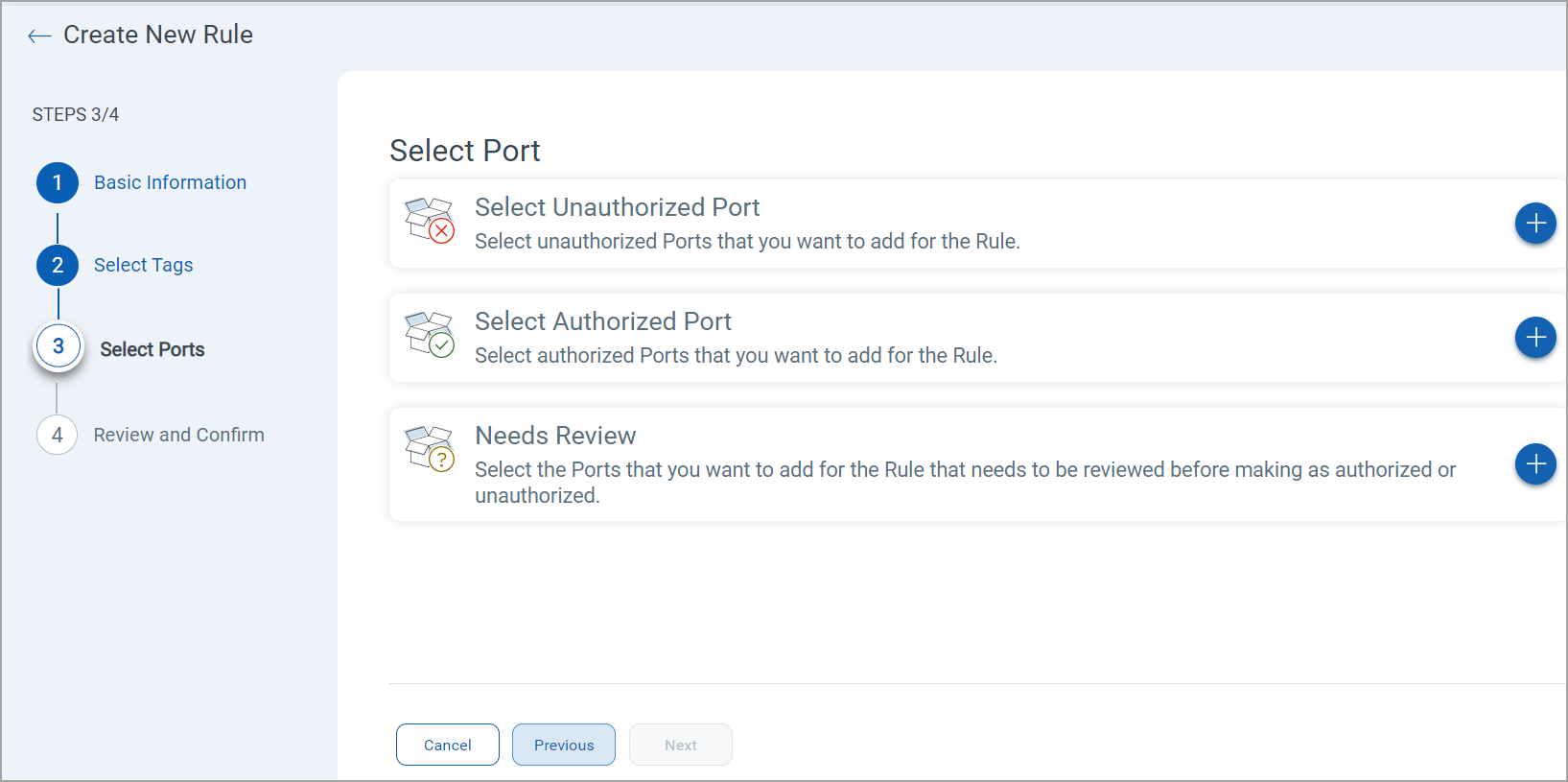 select ports - before.