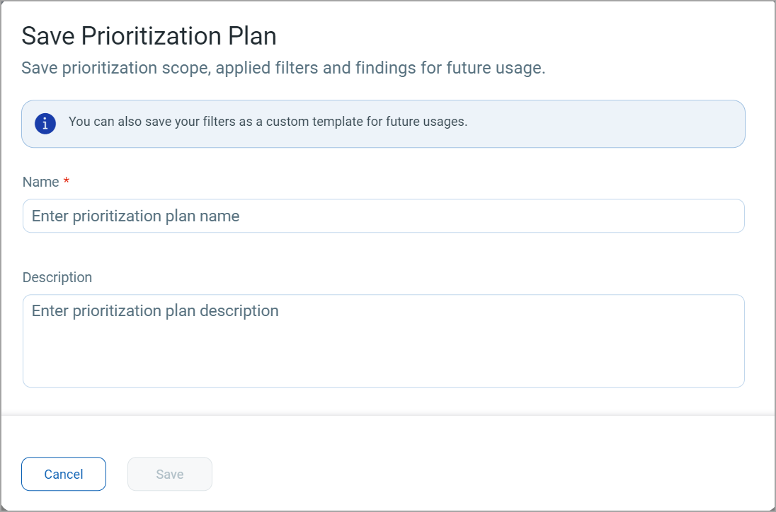 Save prioritization plan.