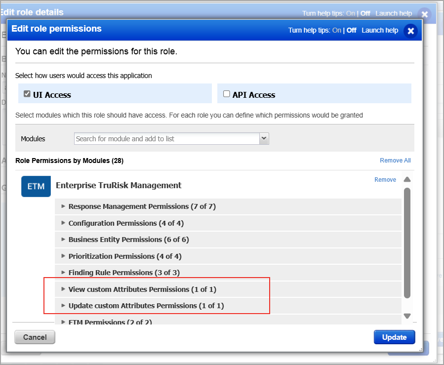View Findings Using Custom Attributes