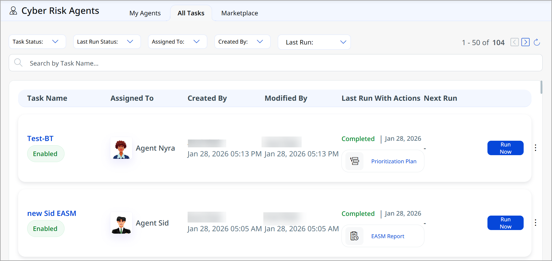 View all task tab.