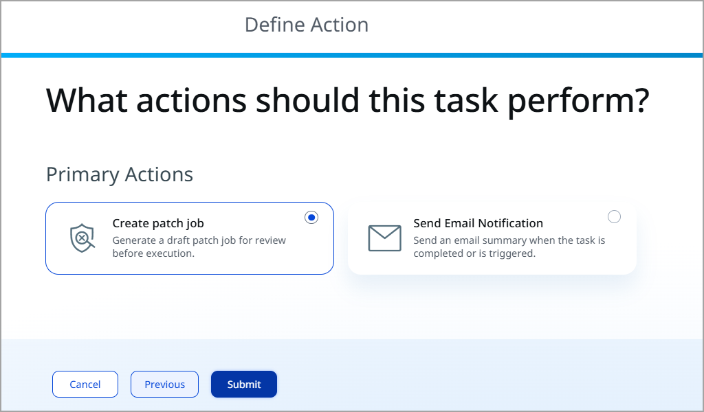 View actions to be performed.
