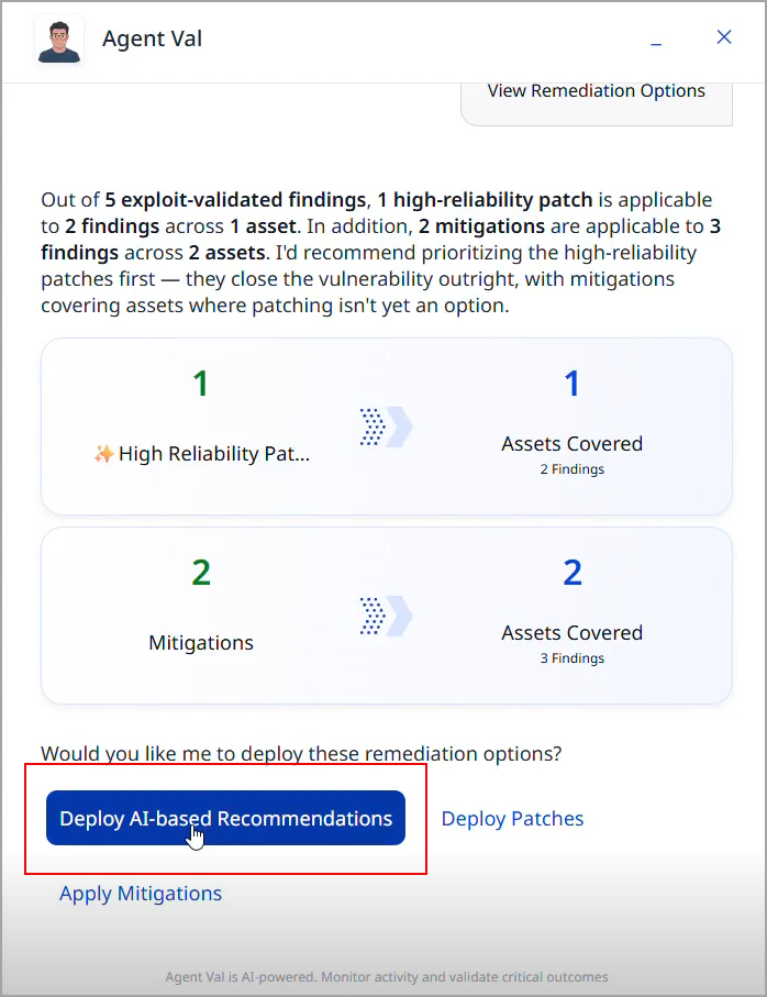 deploying the remediation options om affected assets