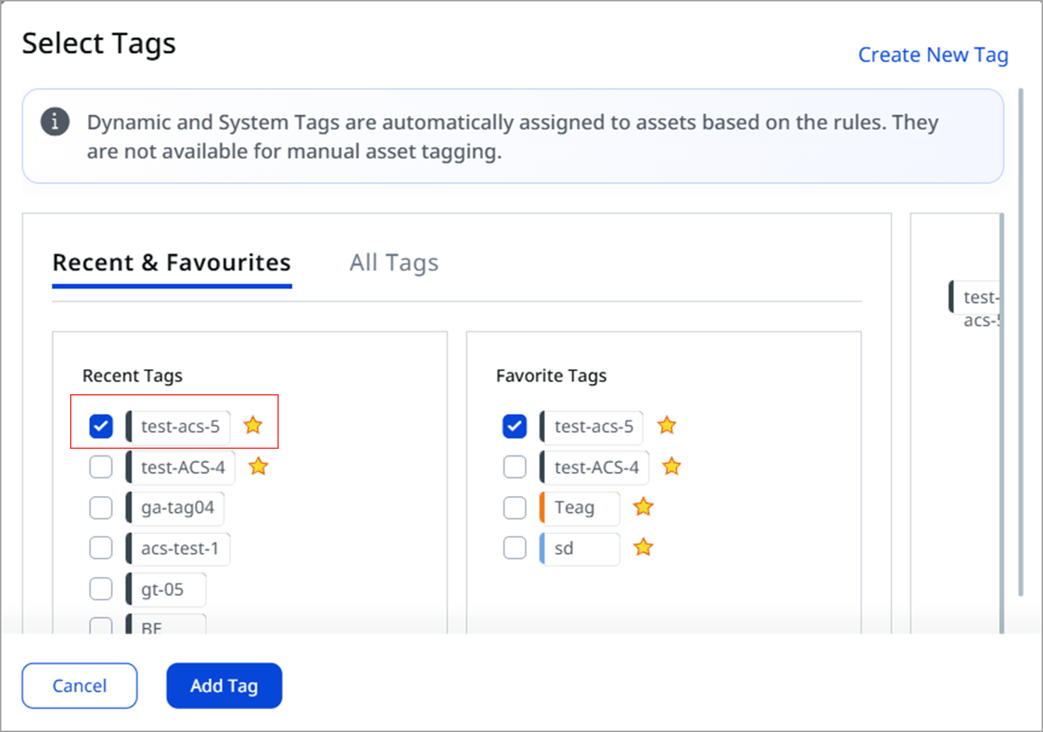 select tag for asset.