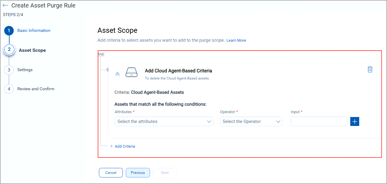 Asset scope selection option 1.