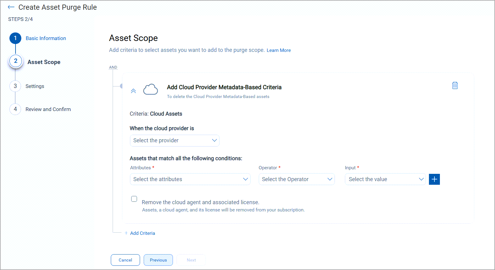 Asset scope selection option 2.