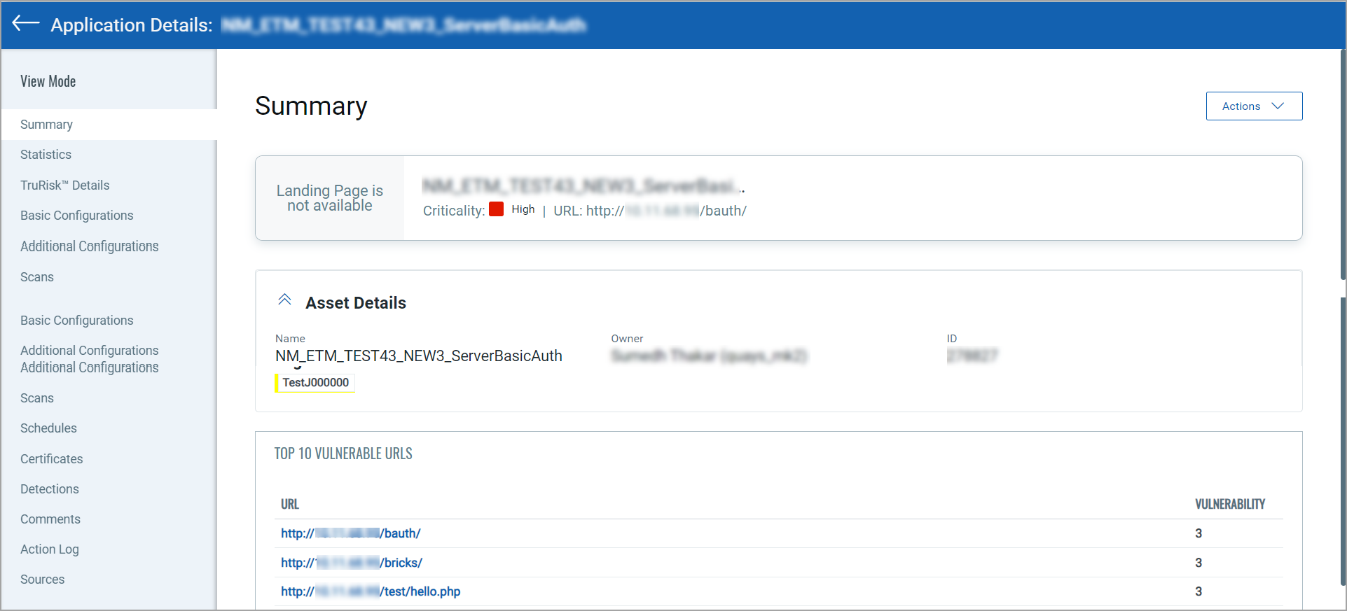 Web Application Details.