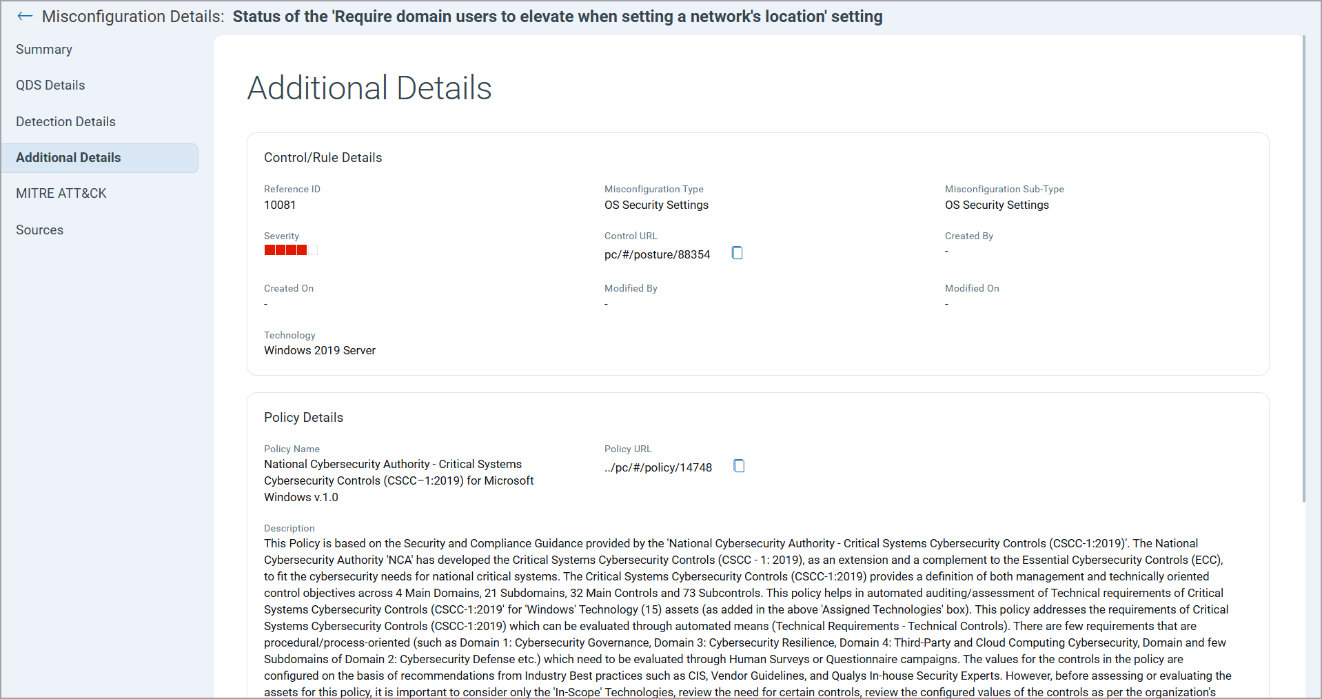 View PC misconfiguations additional details.