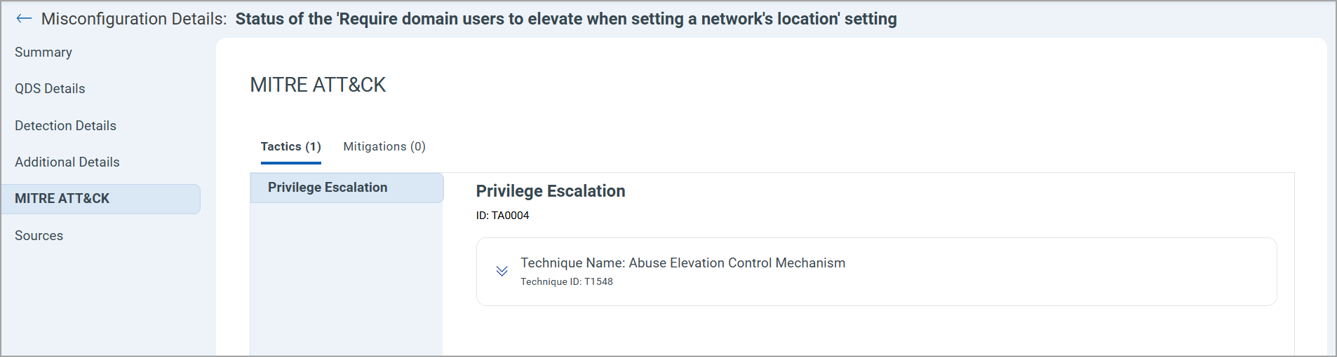 View PC misconfiguations MITRE ATT&CK .