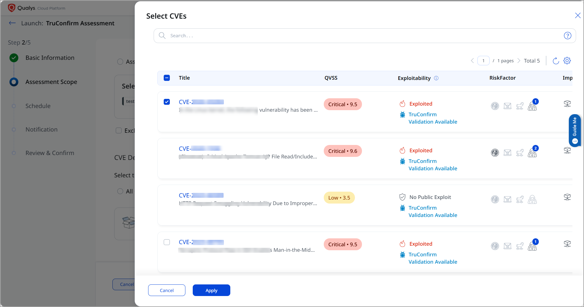 manually select the applicable cves