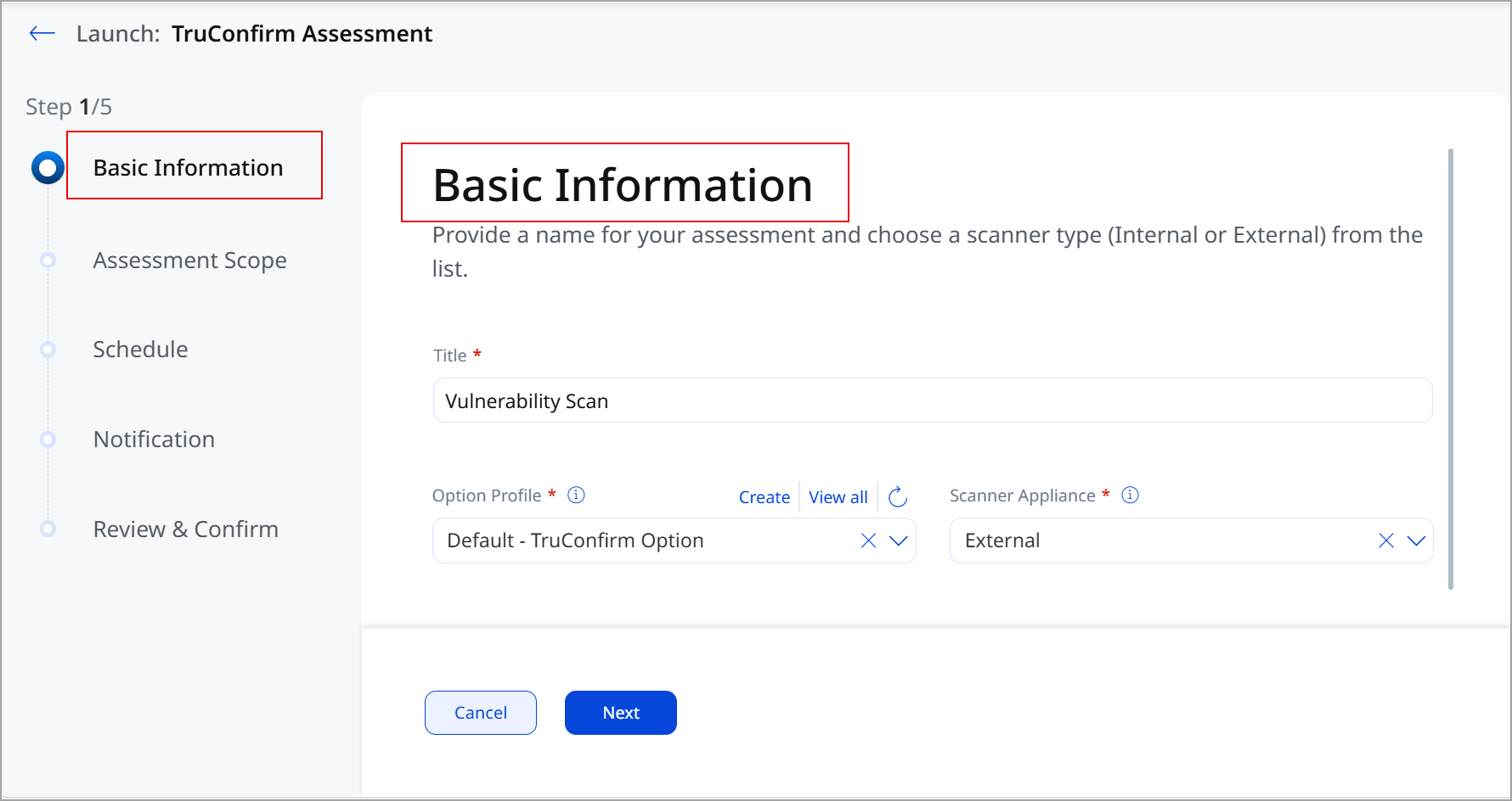 input the basic information to proceed with assessment 