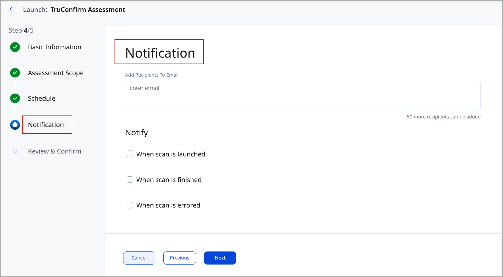 enable notifications in truconfirm assessment 