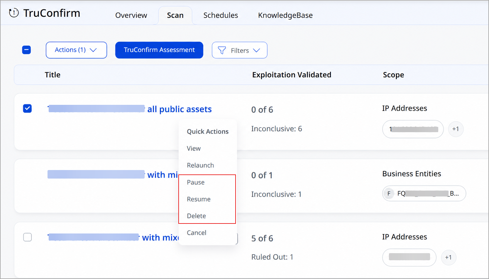 Pause, Resume, and Delete options are added