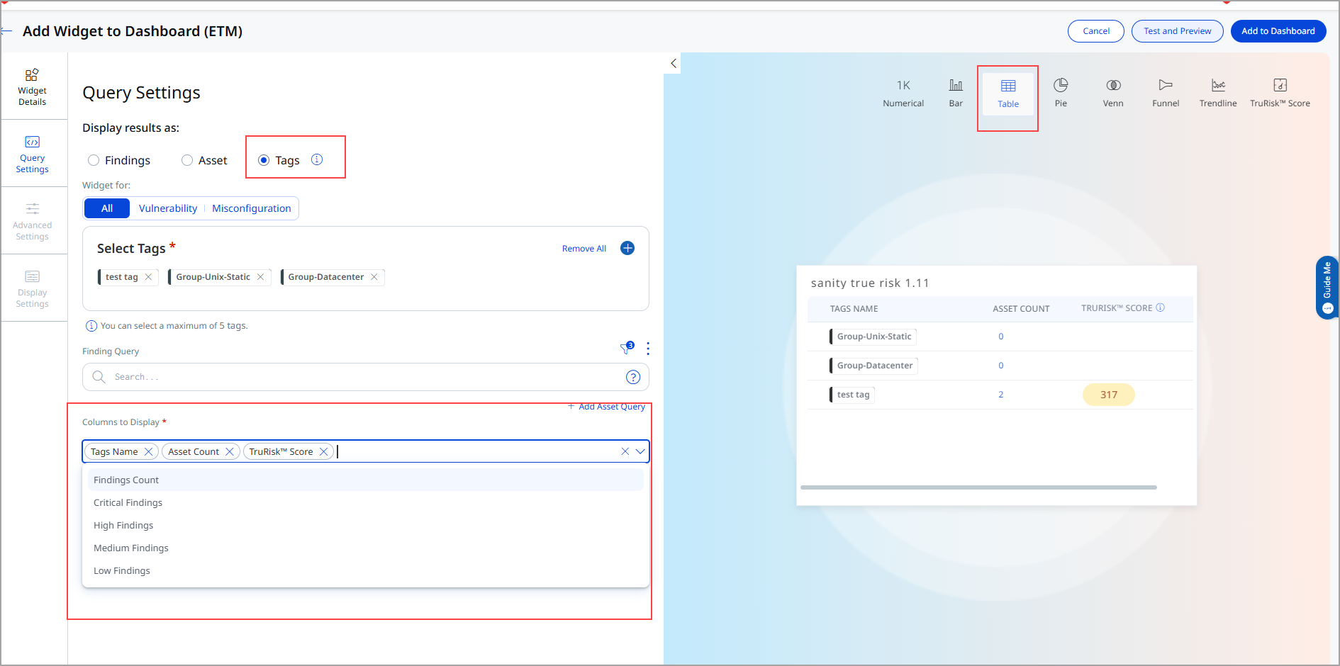View  Tag Hierarchy Widget.