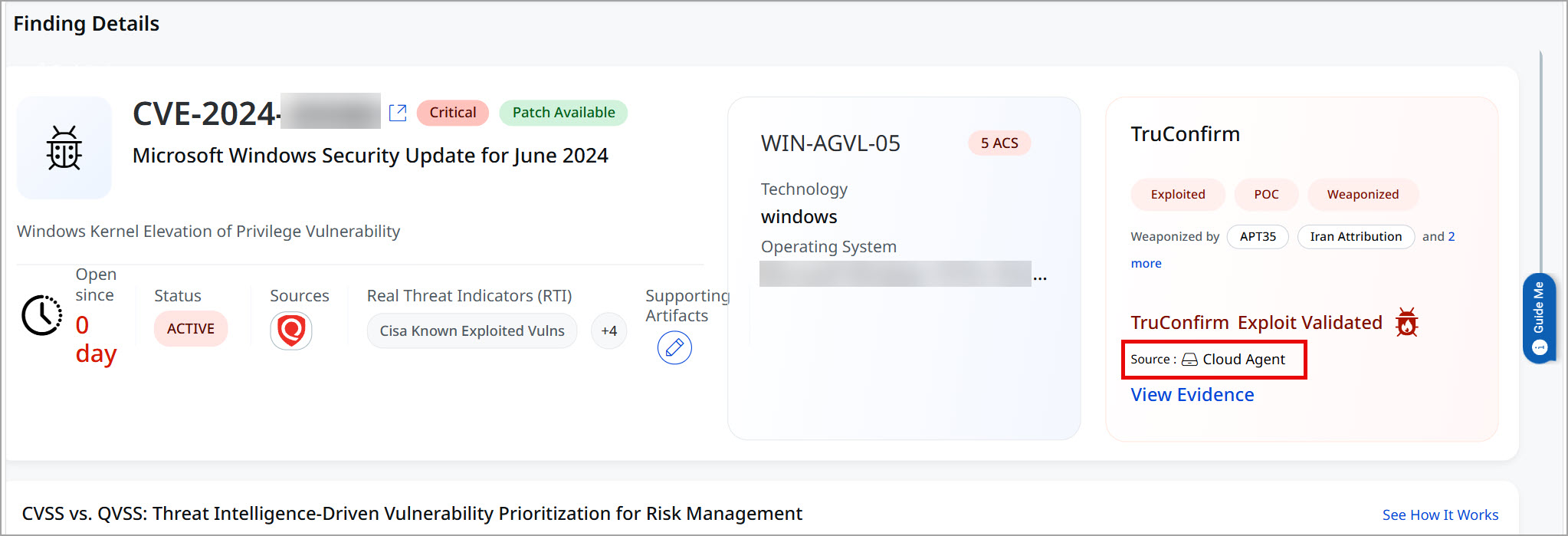 Validation source is also given in finding details