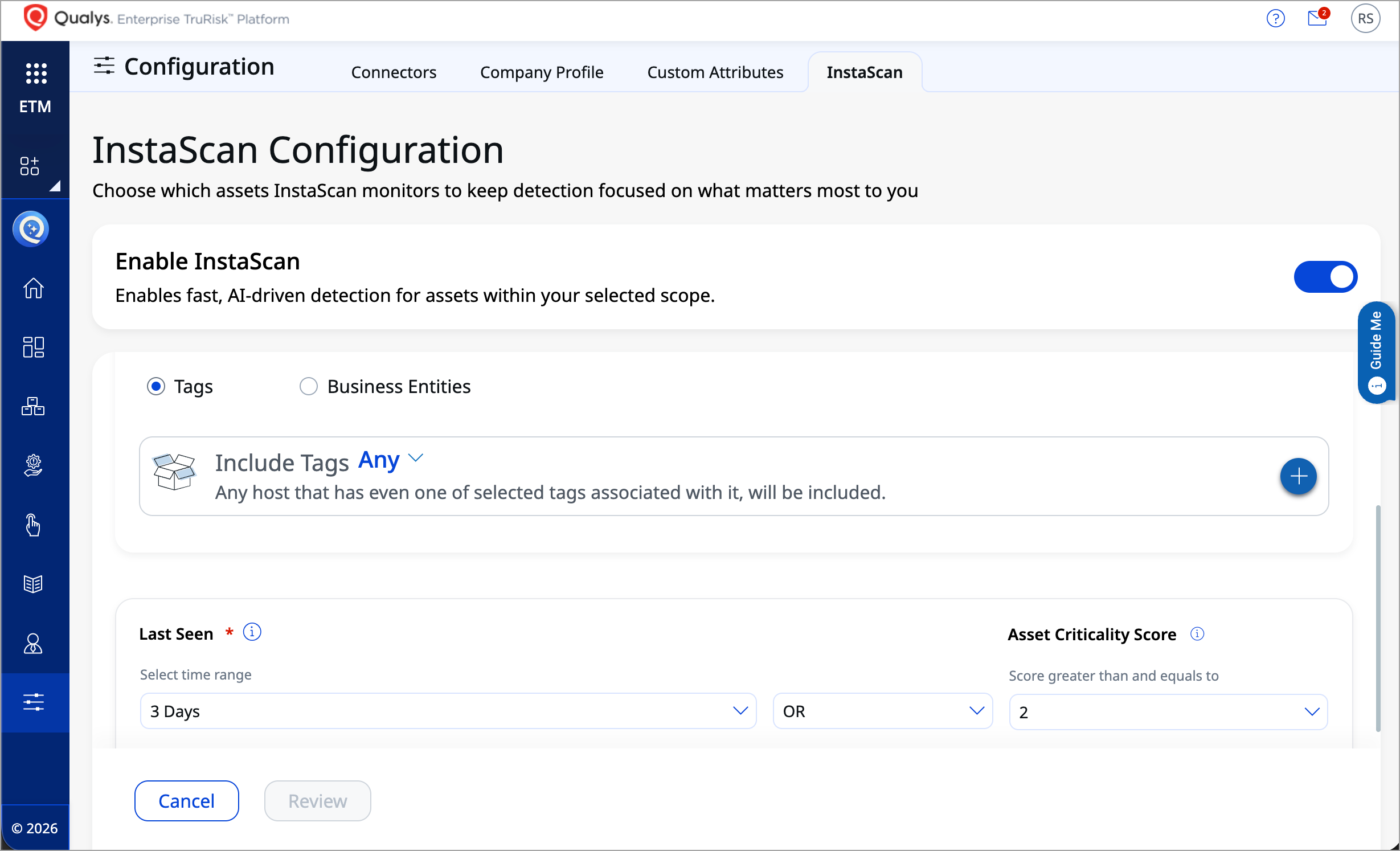 View configuration settings.
