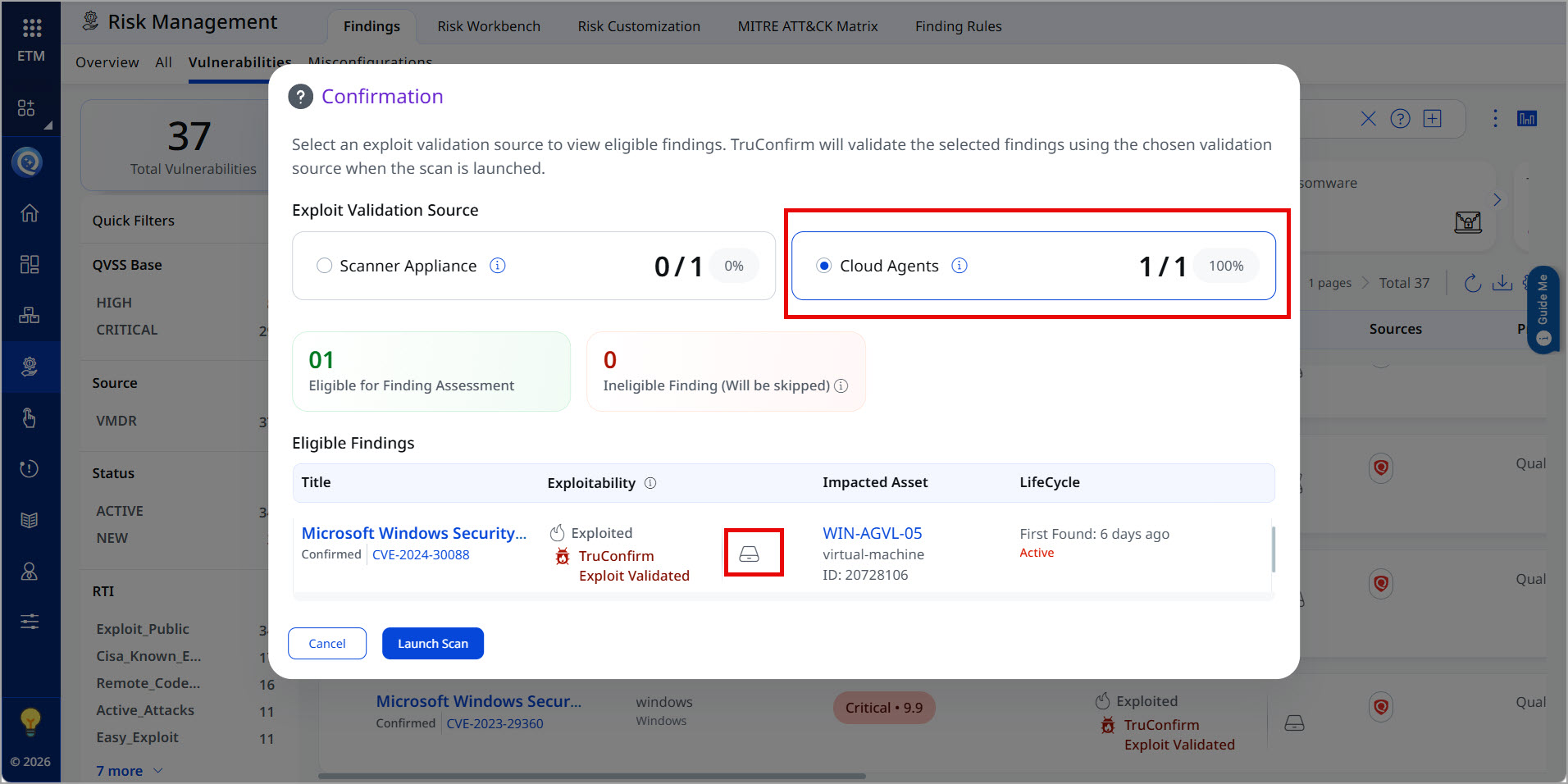 Select the Cloud Agent option