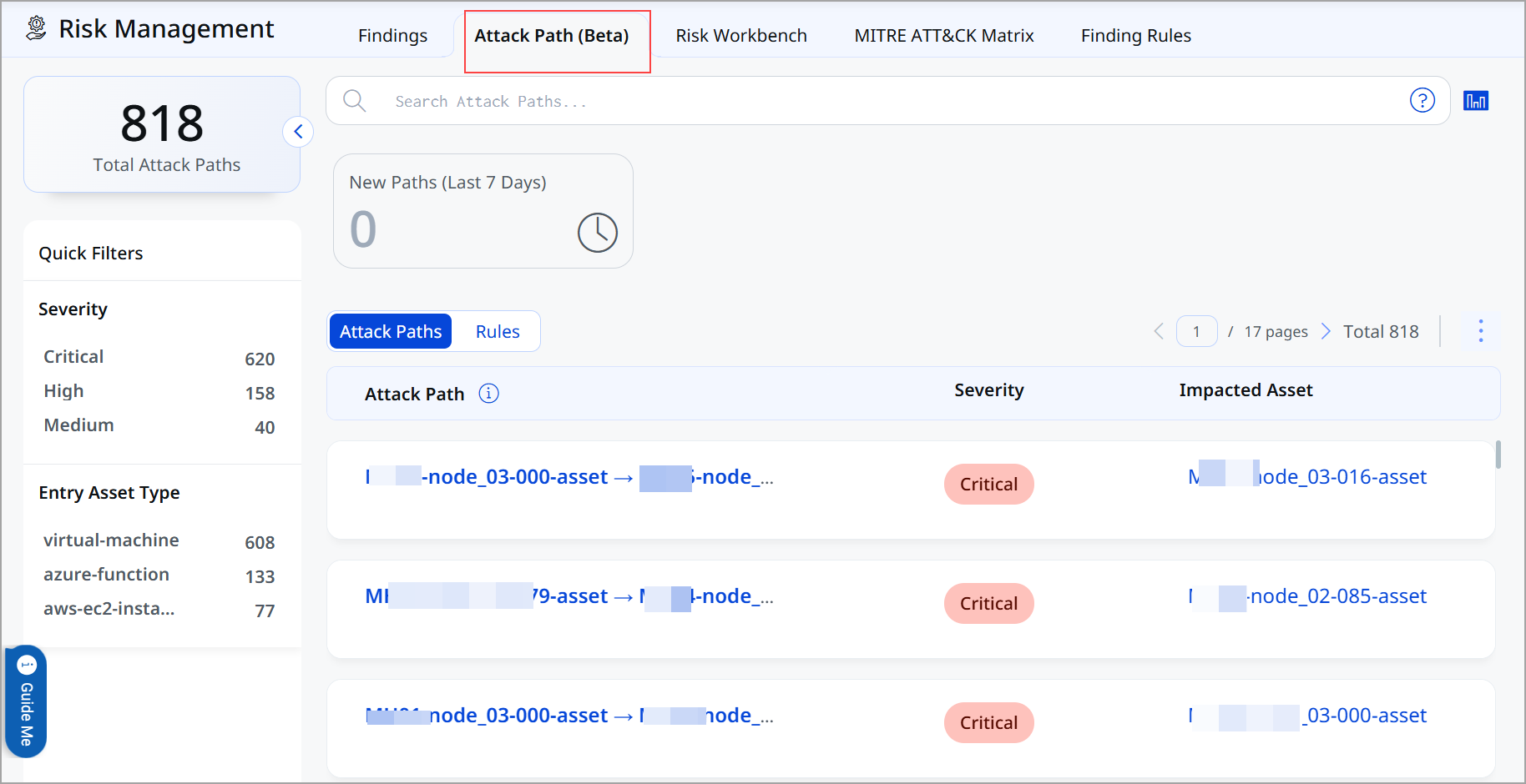 Attack Path tab listing detected attack paths
