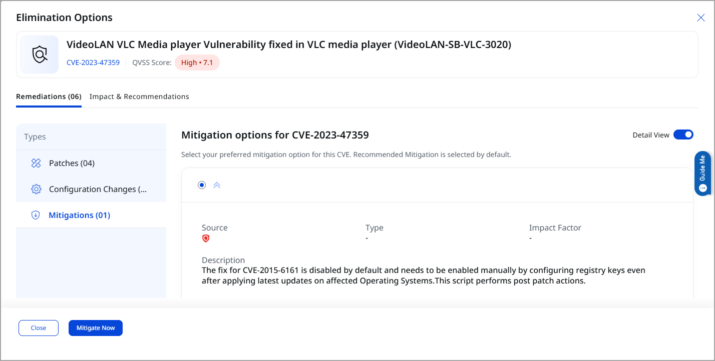 Windows Mitigation Job wizard