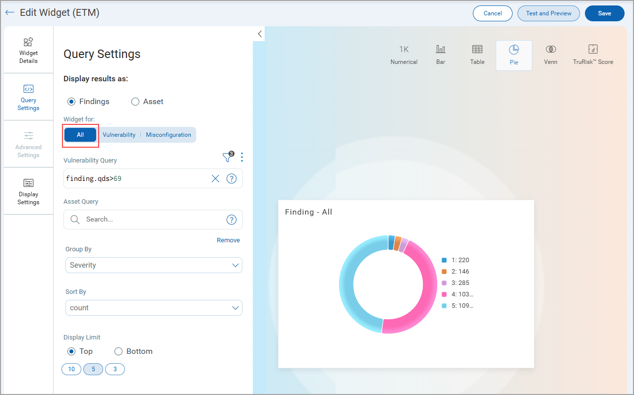 Now Dashboard Widgets Support for All Finding Types.