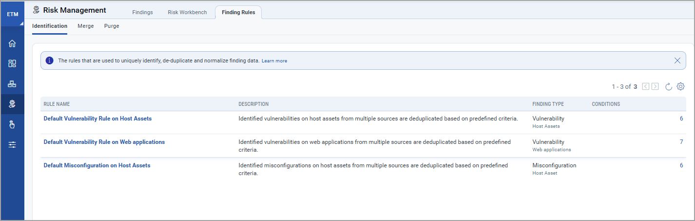 View Finding Rules tab.