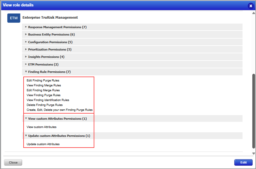 View Purge Rules and Custom Attributes permission in Admin module.