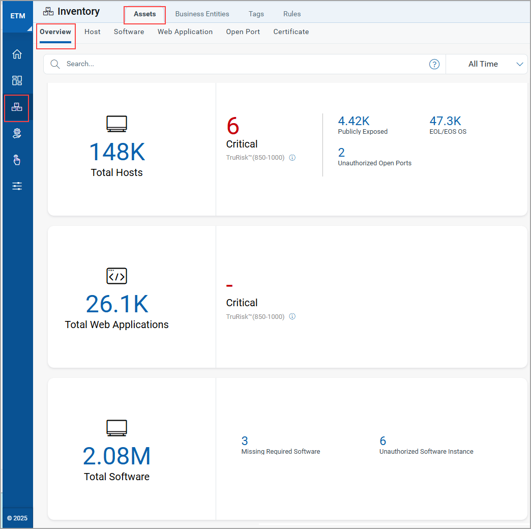 View Reorganized the Navigation for Asset and Finding Overview Pages.