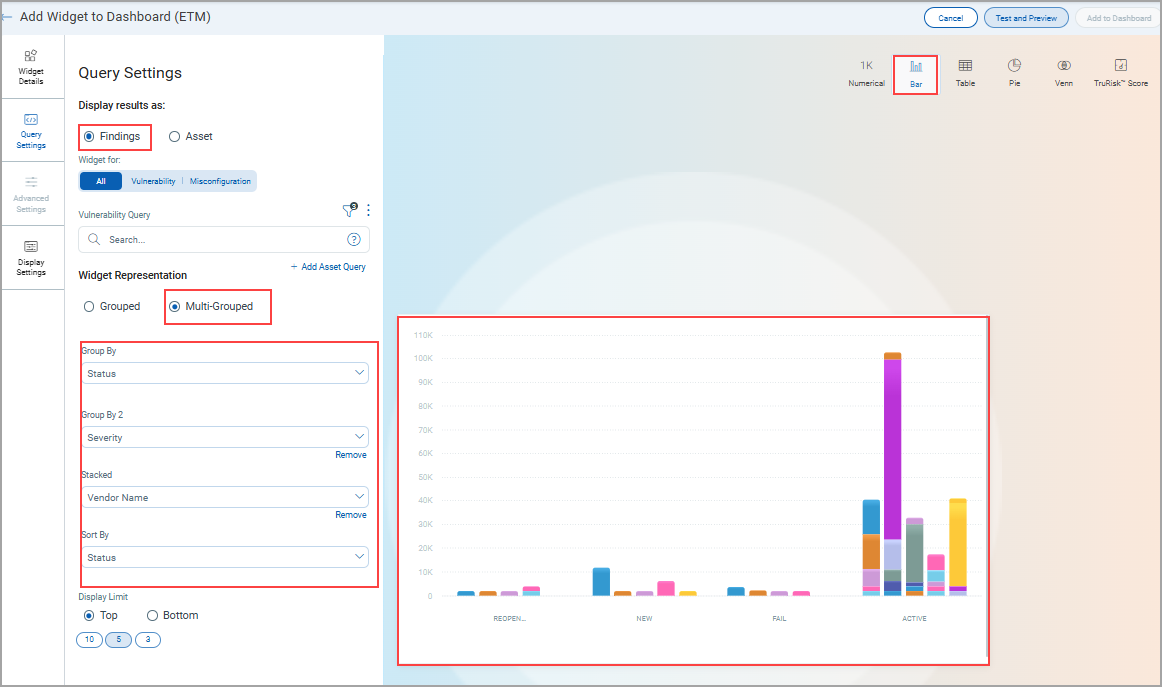 View Multigrouped option in Bar Widget.
