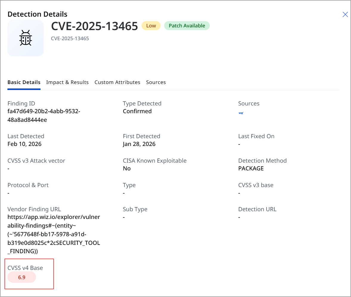 View CVSS on detection details.
