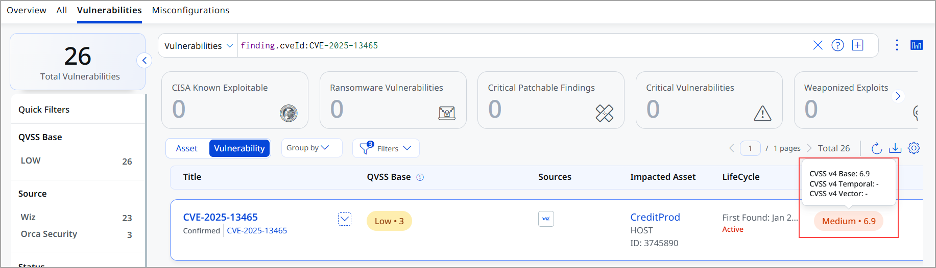 View cvssfinding tab