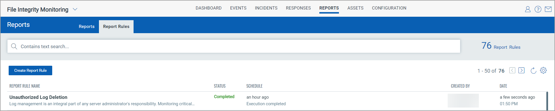Report Rule sub-tab under Report tab