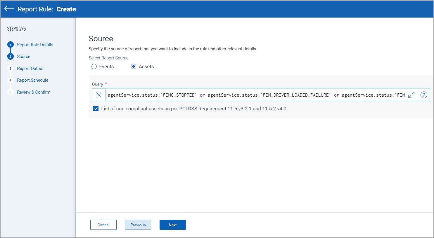 Image of the Create Rule Source page