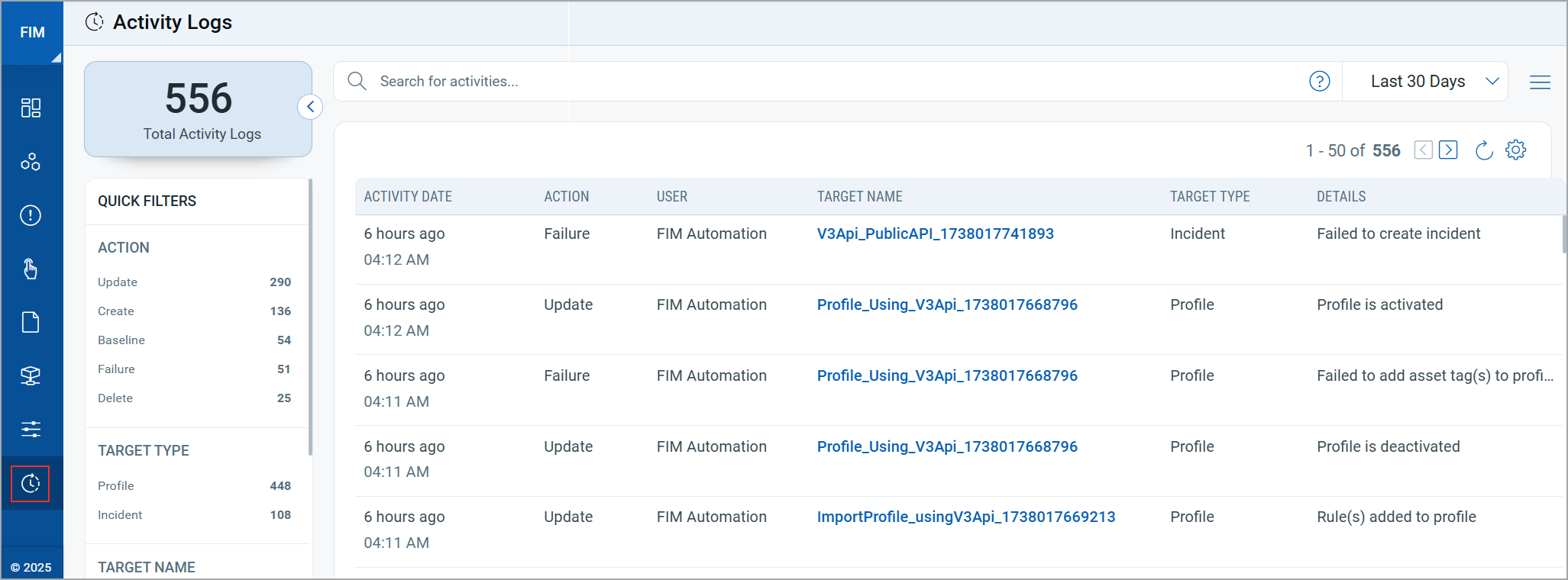 activity logs tab.