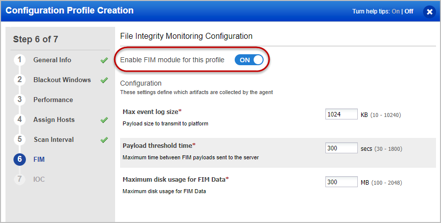 Enable FIM module option in CA configuration profile.