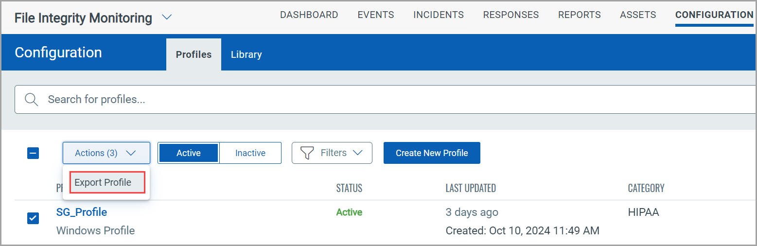 Export profile.