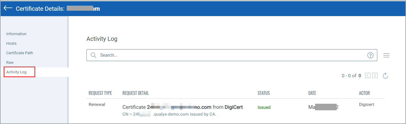 Activity Logs Details.