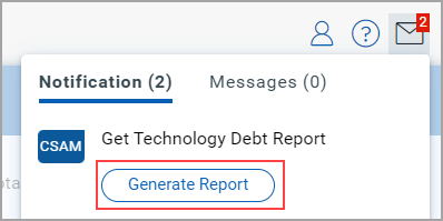 Generate Report button from the Notification Menu.