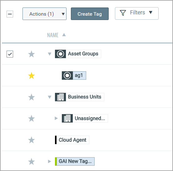 Tag tree in assetview app.