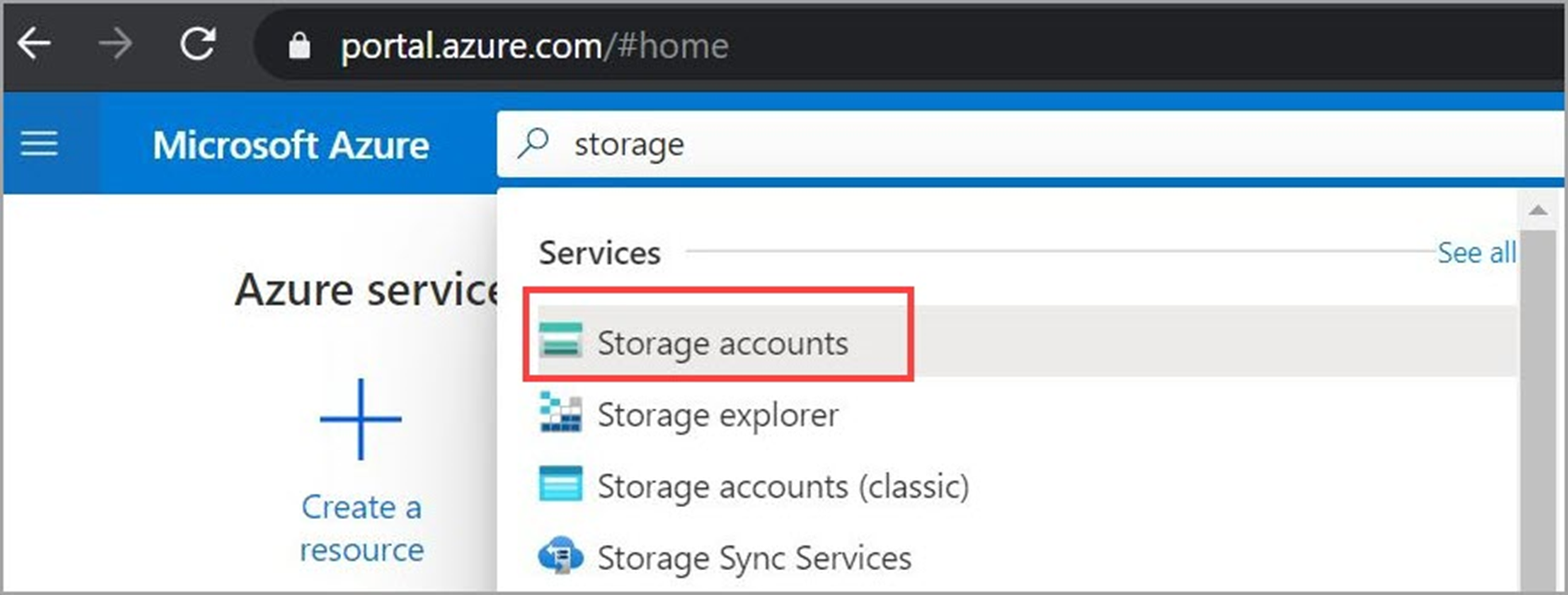 Azure home page