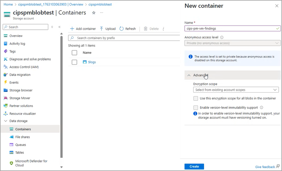 Creation of a container for Qualys data