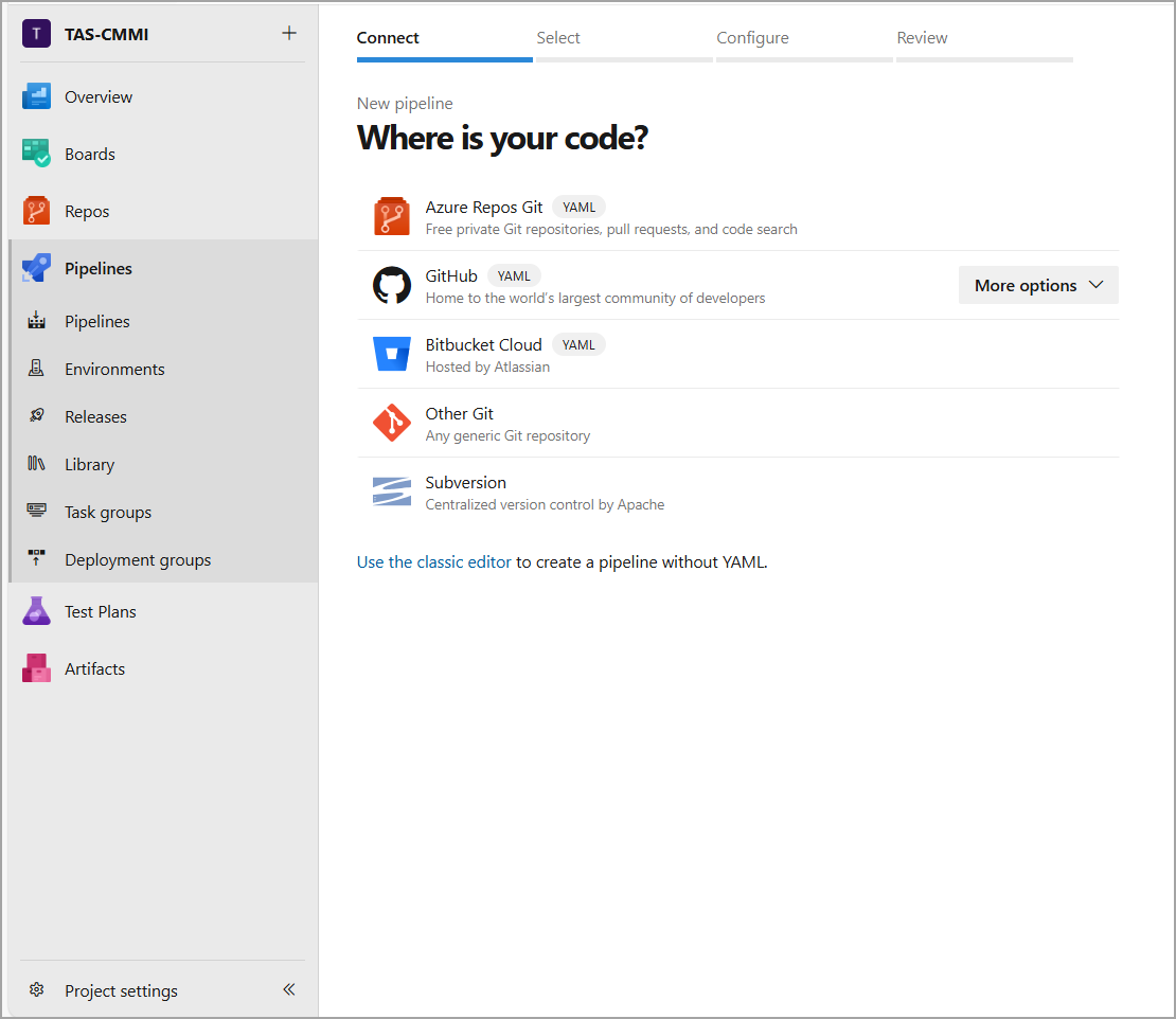 Select the Azure Repo.